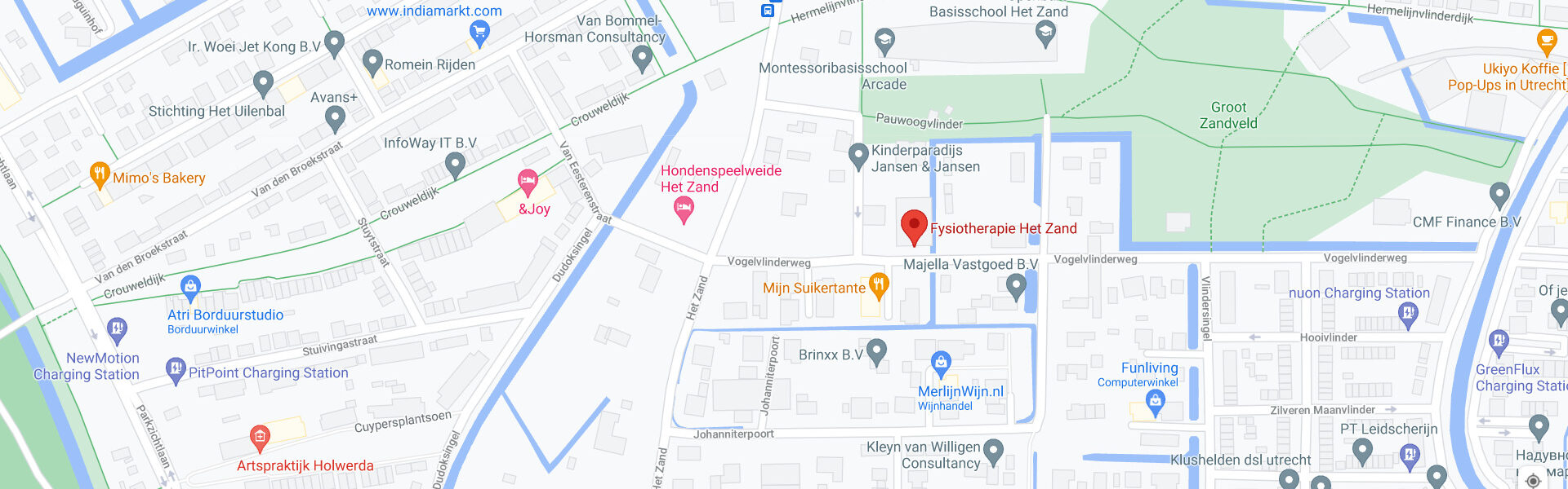 Locatie map Fysiotherapie Het Zand, Vogelvlinderweg, Leidsch Rijn